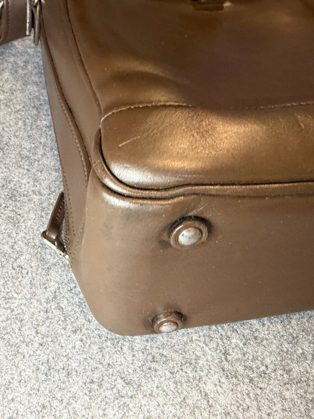 Glaser Designs Brown Saddle Leather Briefcase Travel Bag Rare USA - Picture 12 of 15